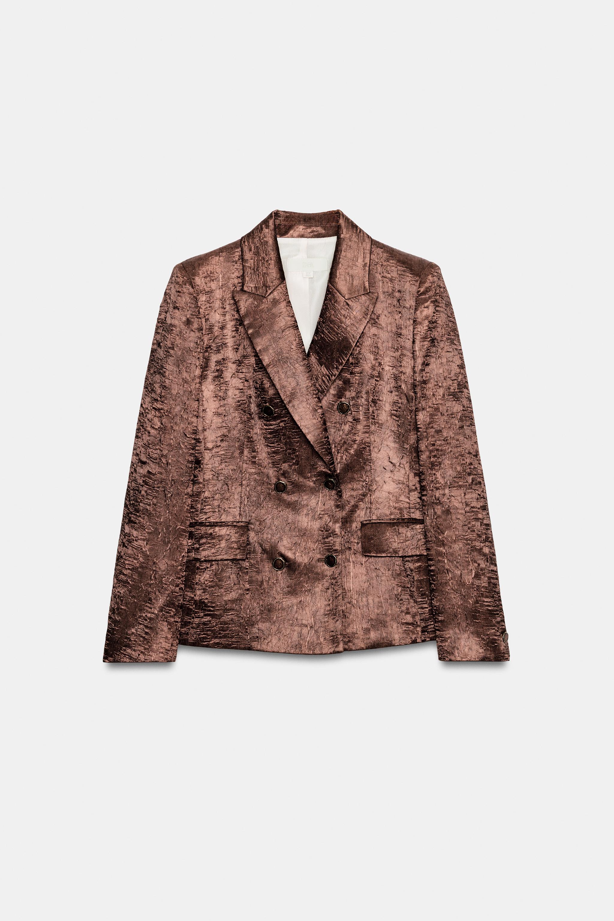 WRINKLED LOOK SHOULDER PAD BLAZER